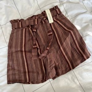 Francesca’s Striped High-Waisted Paperbag Shorts